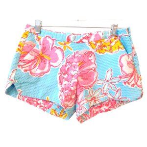 Lilly Pulitzer Floral Blue Lolita Tropical Pink Shorts Women Juniors Size 00